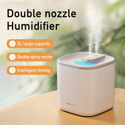 Double Spray Mist Humidifier-3L Large Capacity Desktop Bedroom Dormitory Silent Humidifier