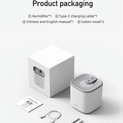 Double Spray Mist Humidifier-3L Large Capacity Desktop Bedroom Dormitory Silent Humidifier