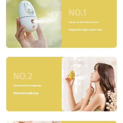 Facial Mist Sprayer, Cute Animal Mini Face Steamer Portable Travel Facial Mist Sprayer