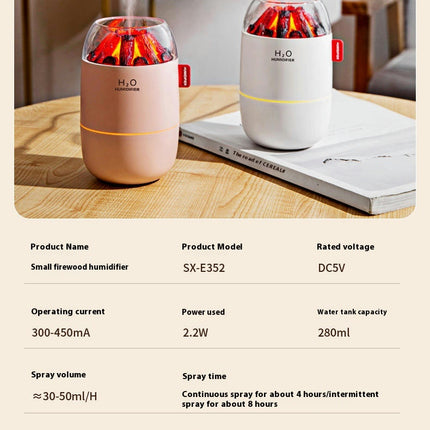 Simulation Charcoal Fire Humidifier-Large Fog USB Atmosphere Light Home Bedroom Silent Humidifier