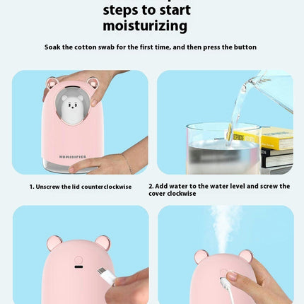 Cute Cartoon Bear Humidifier USB Desk Hydrating Spray Air Humidifier