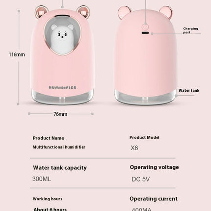 Cute Cartoon Bear Humidifier USB Desk Hydrating Spray Air Humidifier