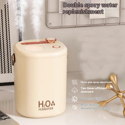 Double spray humidifier-home bedroom desktop atmosphere night light spray USB air purifier