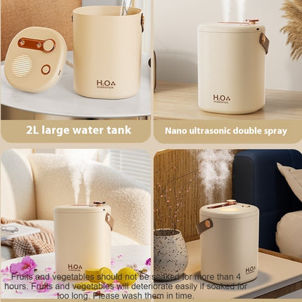 Double spray humidifier-home bedroom desktop atmosphere night light spray USB air purifier