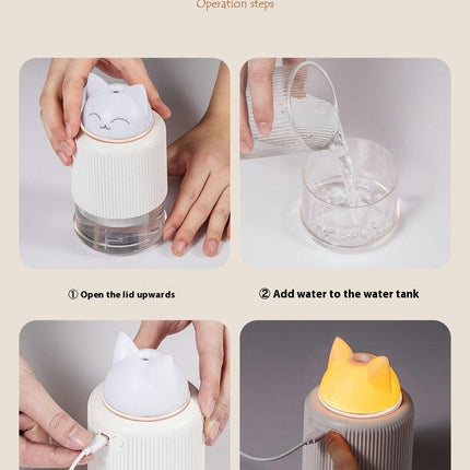 Mini Humidifier, Cute Cat Shape Humidifier, Personal Desktop Humidifier for Car Office Room Bedroom