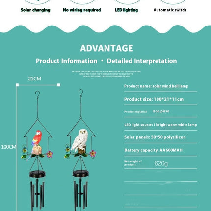 Solar Wind Chimes Outdoor Hanging LED Light Wind Chime Gardening Decoration