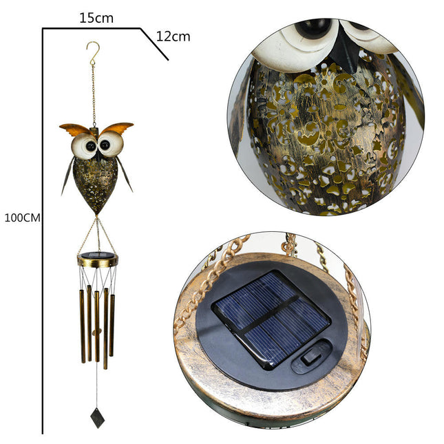 Solar Wind Chimes Lights Waterproof Metal Hanging Solar Lights for Yard Garden Decor