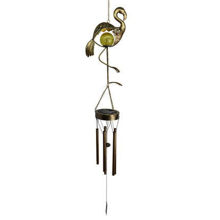 Solar Yard Decorations Flamingo Waterproof Metal Wind Chimes Lights for Garden Path Backyard