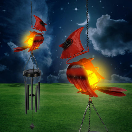 Solar Yard Decorations Bird Waterproof Metal Wind Chimes Lights for Garden Patio