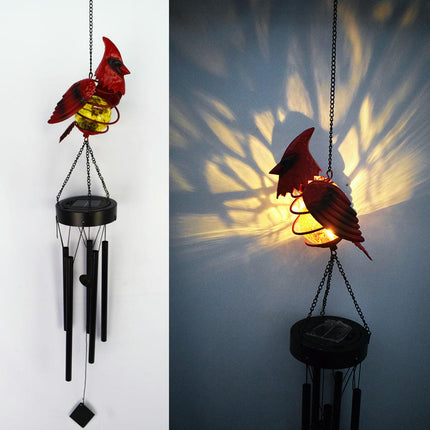 Solar Yard Decorations Bird Waterproof Metal Wind Chimes Lights for Garden Patio