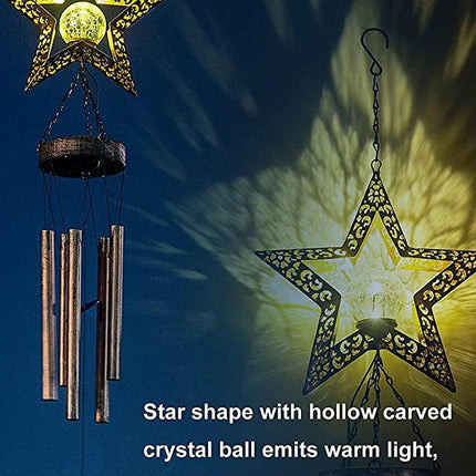 Solar Wind Chimes Outdoor Crackle Glass LED Unique Wind Bells for Outside Patio Yard Decor