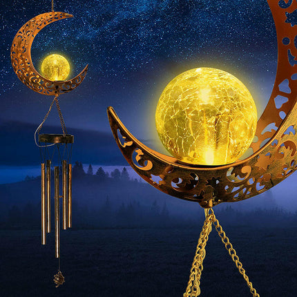 Solar Wind Chimes Outdoor Crackle Glass LED Unique Wind Bells for Outside Patio Yard Decor