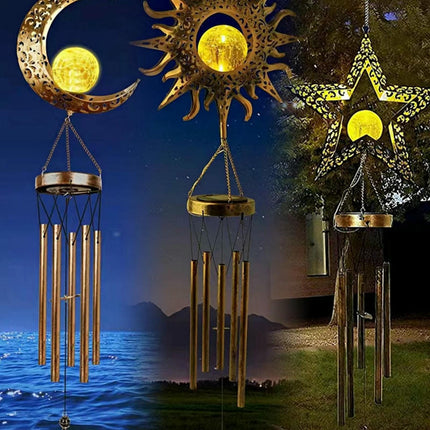 Solar Wind Chimes Outdoor Crackle Glass LED Unique Wind Bells for Outside Patio Yard Decor