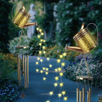 Watering Can with Lights Solar Wind Chimes Solar Lantern Garden Windchimes Outdoors Waterfall Lights