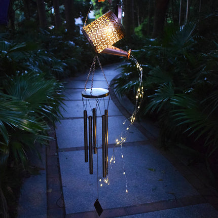 Watering Can with Lights Solar Wind Chimes Solar Lantern Garden Windchimes Outdoors Waterfall Lights