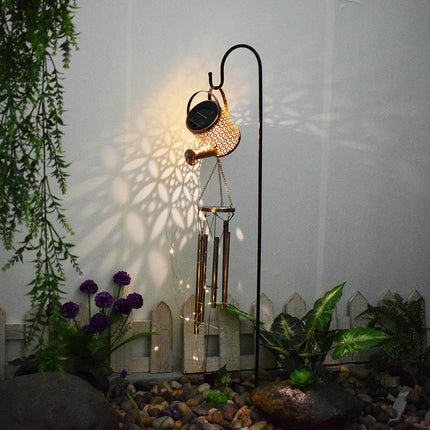 Watering Can with Lights Solar Wind Chimes Solar Lantern Garden Windchimes Outdoors Waterfall Lights