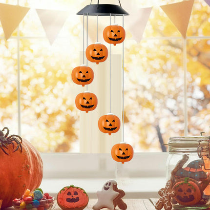 2 Pack Solar Wind Chimes Pumpkin Light Waterproof Outdoor LED Lights for Garden Patio Yard