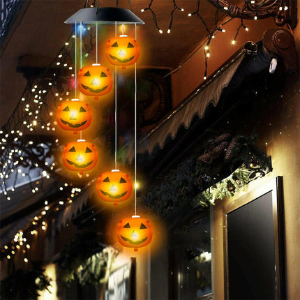 2 Pack Solar Wind Chimes Pumpkin Light Waterproof Outdoor LED Lights for Garden Patio Yard