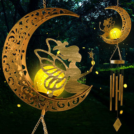 Solar Wind Chimes for Outside Crackle Glass Ball Waterproof Wind Chimes Outdoor Garden Decor