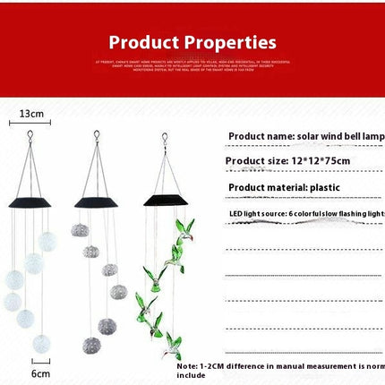 Solar Wind Chimes Lights Waterproof Wind Chimes Solar Powered Lights for Yard Garden Decoration