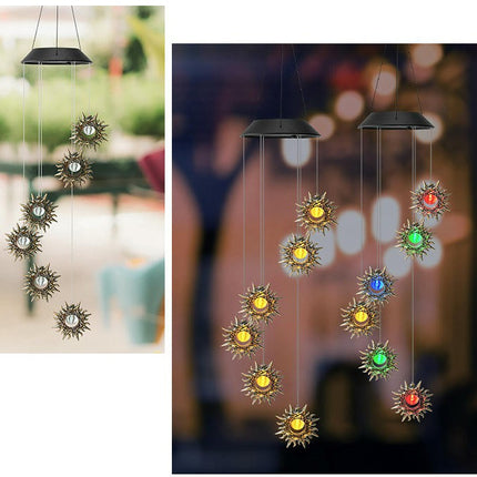 Solar Waterproof Wind Chimes Star Moon Solar Light for Patio Yard Garden Decoration