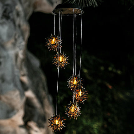 Solar Waterproof Wind Chimes Star Moon Solar Light for Patio Yard Garden Decoration