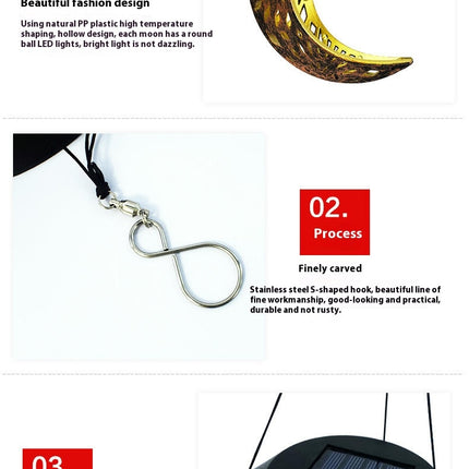 Solar Waterproof Wind Chimes Star Moon Solar Light for Patio Yard Garden Decoration