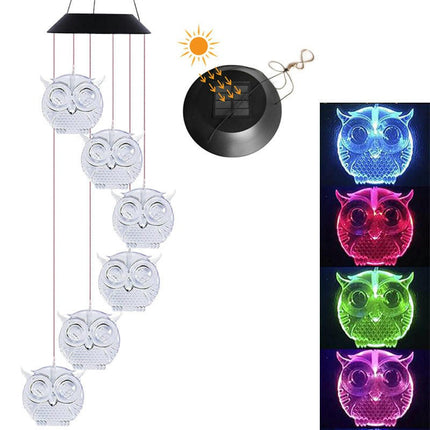Owl LED Solar Powered Wind Chimes Color Changing Waterproof Chimes for Outdoor Patio Yard