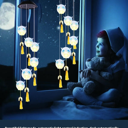 Owl LED Solar Powered Wind Chimes Color Changing Waterproof Chimes for Outdoor Patio Yard