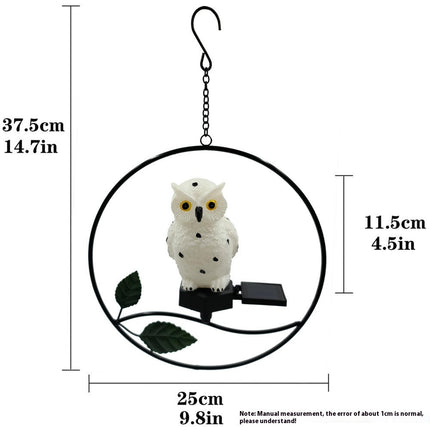 Wind Chime Lamp Outdoor Hanging Owl Resin Solar Lights for Garden Patio Yard Decor