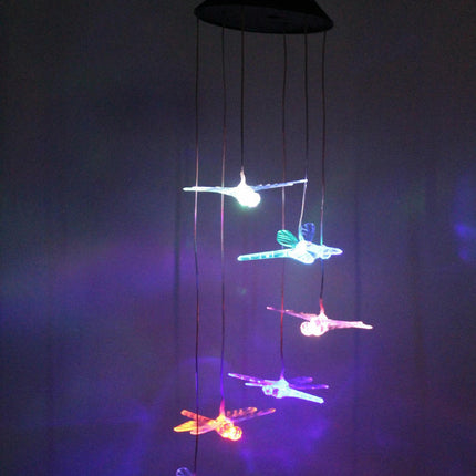 2 Pack Solar Dragonfly Wind Chimes Waterproof Solar Hanging Light for Garden Decor