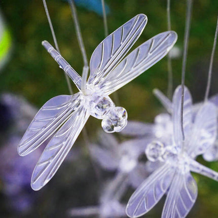2 Pack Solar Dragonfly Wind Chimes Waterproof Solar Hanging Light for Garden Decor
