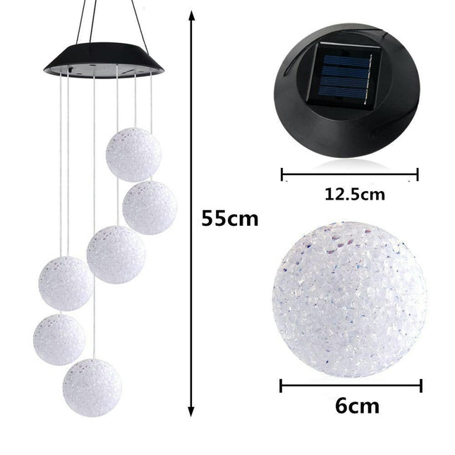 2 Pack Solar Wind Chime Color Changing Ball Waterproof Outdoor Solar Lights for Patio Yard Decor