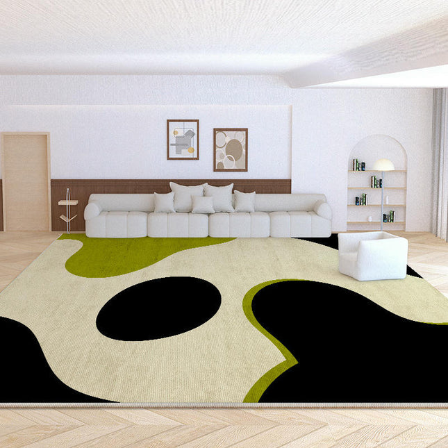 Low-Pile Green Area Rug Non-Slip Abstract Carpets for Indoor Home Decor Living Room Carpet