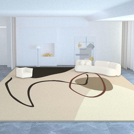 Abstract Area Rug Large Floor Rugs Cream Carpet for Indoor Living Room Home Decor