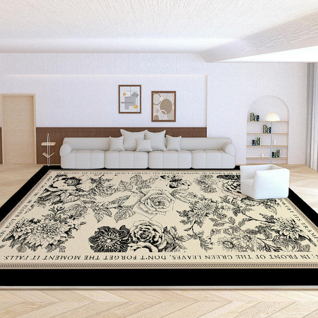 Area Rugs for Living Room Vintage Flowers Washable Rug Distressed Carpet for Bedroom