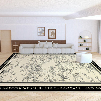 Area Rugs for Living Room Vintage Flowers Washable Rug Distressed Carpet for Bedroom