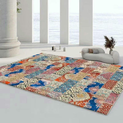 Ethnic Style Area Rug,Low Pile Indoor Rugs,Decor Rug Non-Slip Soft Washable for Living Room Home Rug