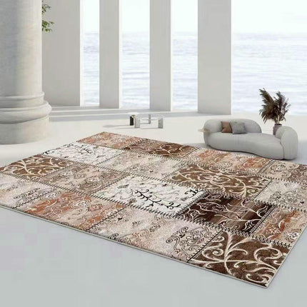 Ethnic Style Area Rug,Low Pile Indoor Rugs,Decor Rug Non-Slip Soft Washable for Living Room Home Rug