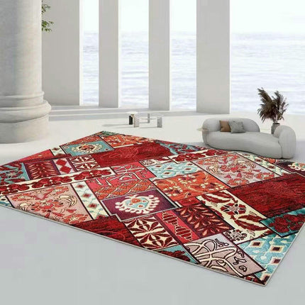 Ethnic Style Area Rug,Low Pile Indoor Rugs,Decor Rug Non-Slip Soft Washable for Living Room Home Rug