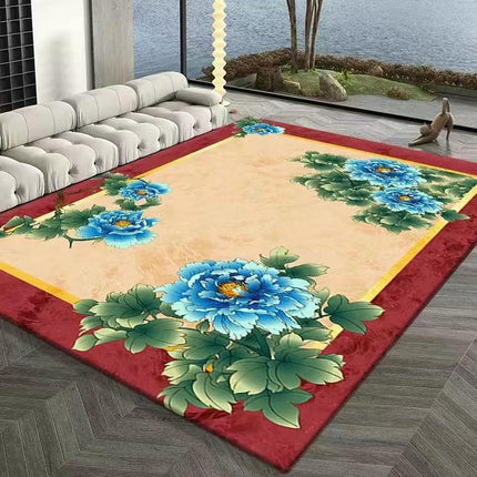 Ethnic Style Area Rug Flowers Decor Rugs,Carpet for Bedroom Living Room
