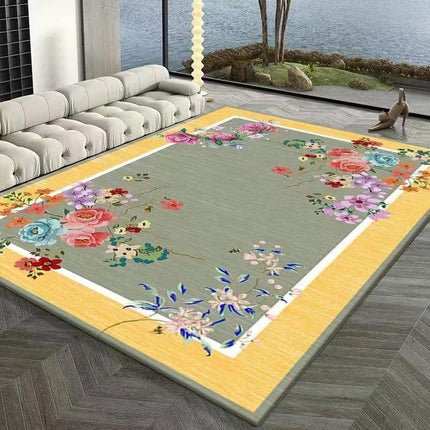 Ethnic Style Area Rug Flowers Decor Rugs,Carpet for Bedroom Living Room