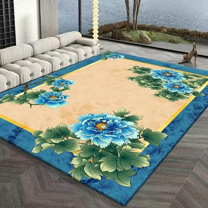 Ethnic Style Area Rug Flowers Decor Rugs,Carpet for Bedroom Living Room