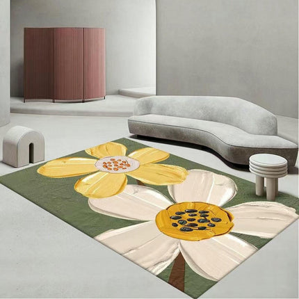 Flower Decor Area Rugs for Living Room Soft Carpets Modern Low-Pile Floor Carpet