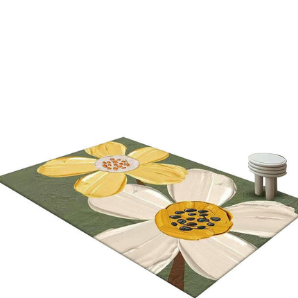 Flower Decor Area Rugs for Living Room Soft Carpets Modern Low-Pile Floor Carpet
