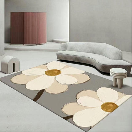 Flower Decor Area Rugs for Living Room Soft Carpets Modern Low-Pile Floor Carpet