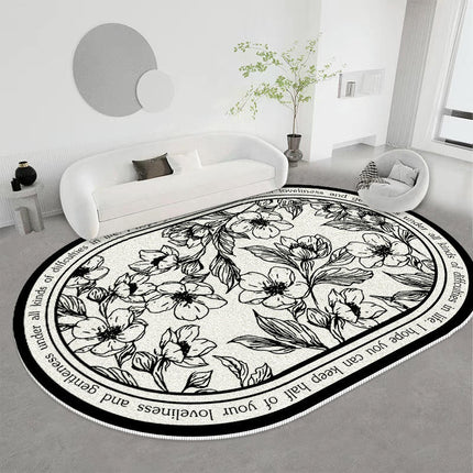 Low Pile Carpet Modern Rugs for Living Room Flowers Decor Floor Mat Carpet for Room Soft