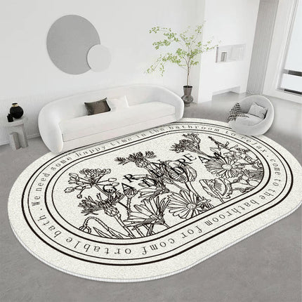 Low Pile Carpet Modern Rugs for Living Room Flowers Decor Floor Mat Carpet for Room Soft