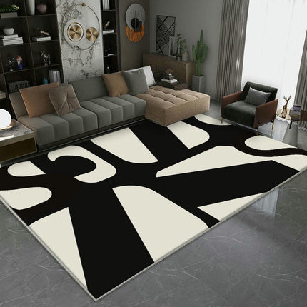 Large Floor Rugs Black and White Non-Slip Area Rugs Abstract Washable Rug for Living Room