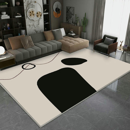 Large Floor Rugs Black and White Non-Slip Area Rugs Abstract Washable Rug for Living Room
